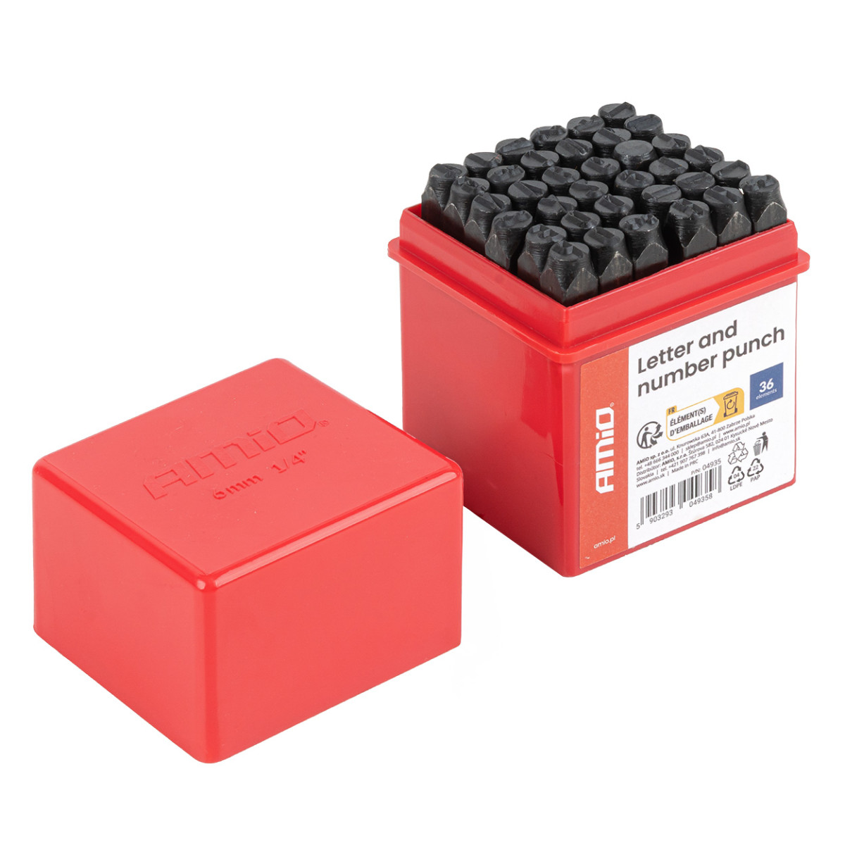 Raidžių ir skaičių žymeklių rinkinys, 6 mm, 36 vnt., AMIO-04935
