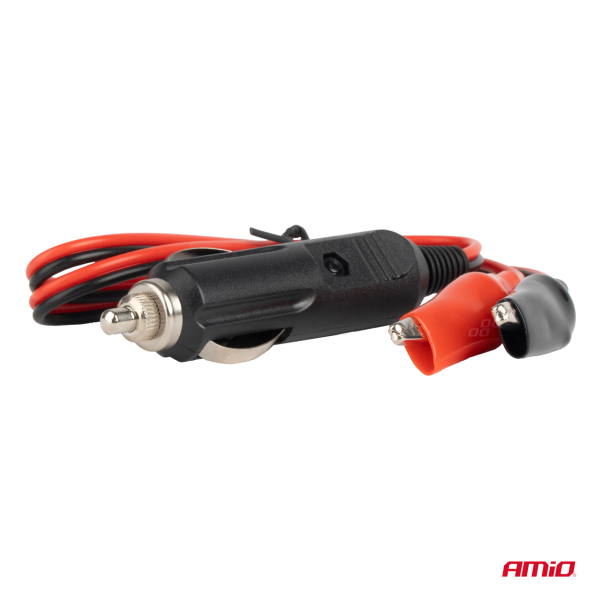Automobilio maitinimo lizdo adapteris su „krokodilo“ gnybtu 12/24V, 60 cm, AMIO-03802
