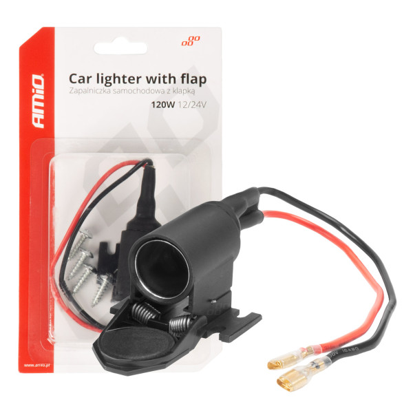 Automobilinis maitinimo lizdas su dangteliu 12/24V AMIO-04128