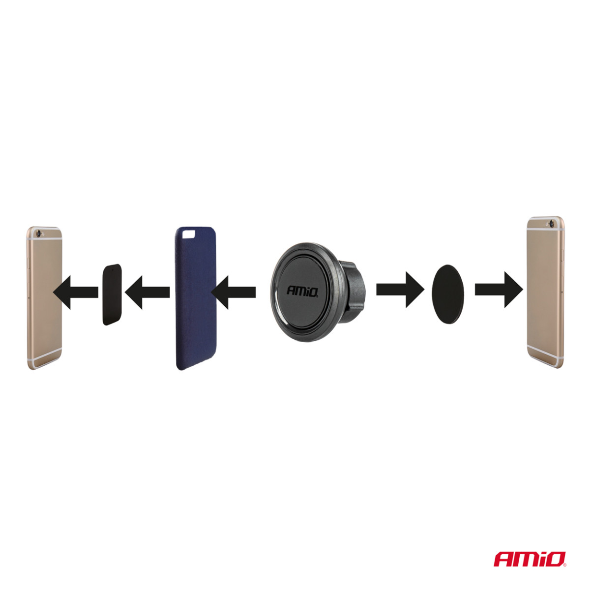 Magnetinis reguliuojamas telefono laikiklis ant stiklo AMiO-04145