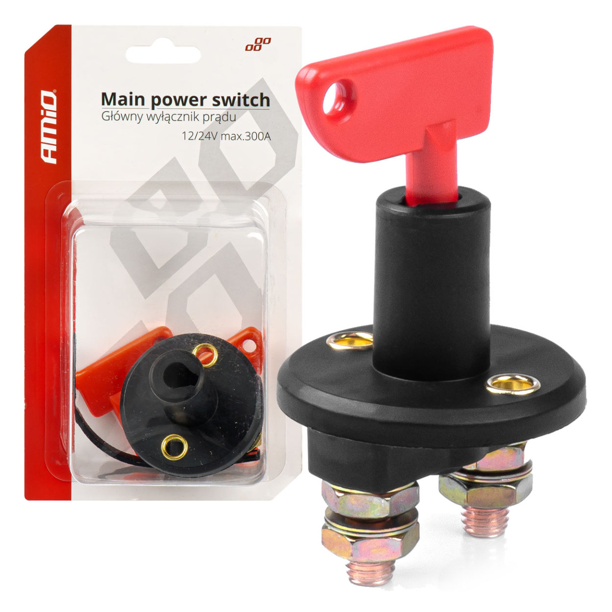 Pagrindinis akumuliatoriaus jungiklis 12/24V max 150A, 300A, AMIO-03023