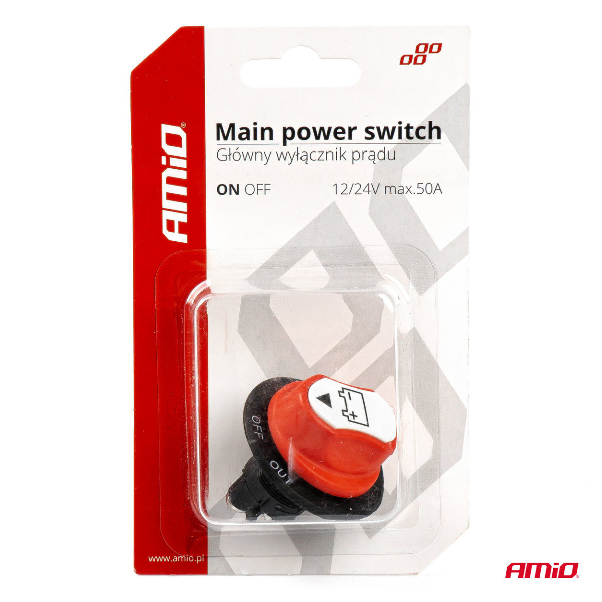 Pagrindinis akumuliatoriaus maitinimo jungiklis 12/32V 50A / 300A AMIO-03025