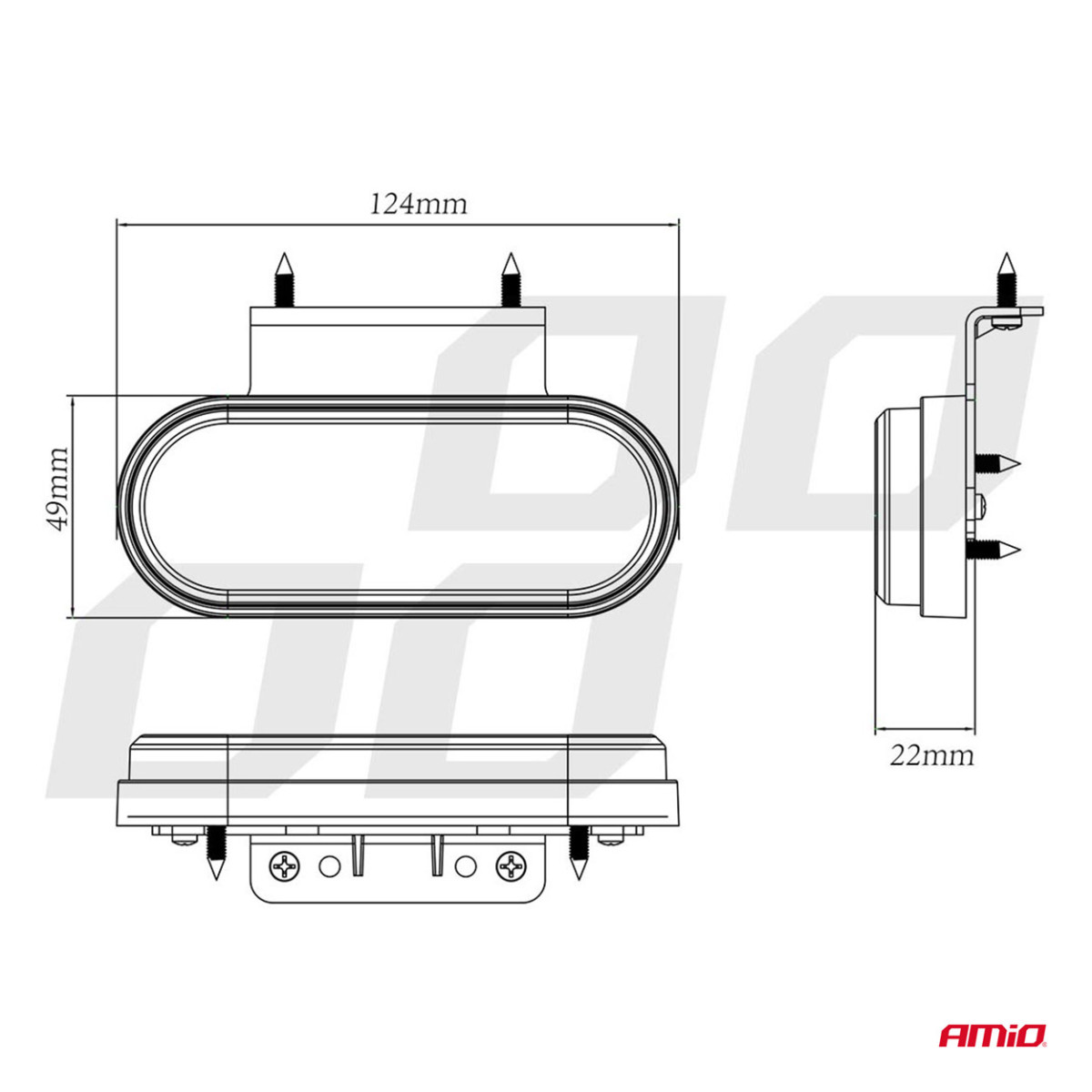 Gabaritinis LED žibintas AMiO OM-01-W ovalus, baltas