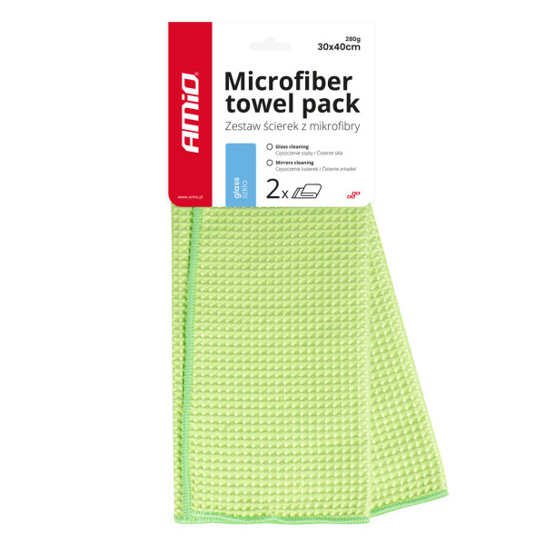 Mikropluošto šluostė stiklui ir storiems nešvarumams 30×40 cm, 2 vnt. AMiO-03734