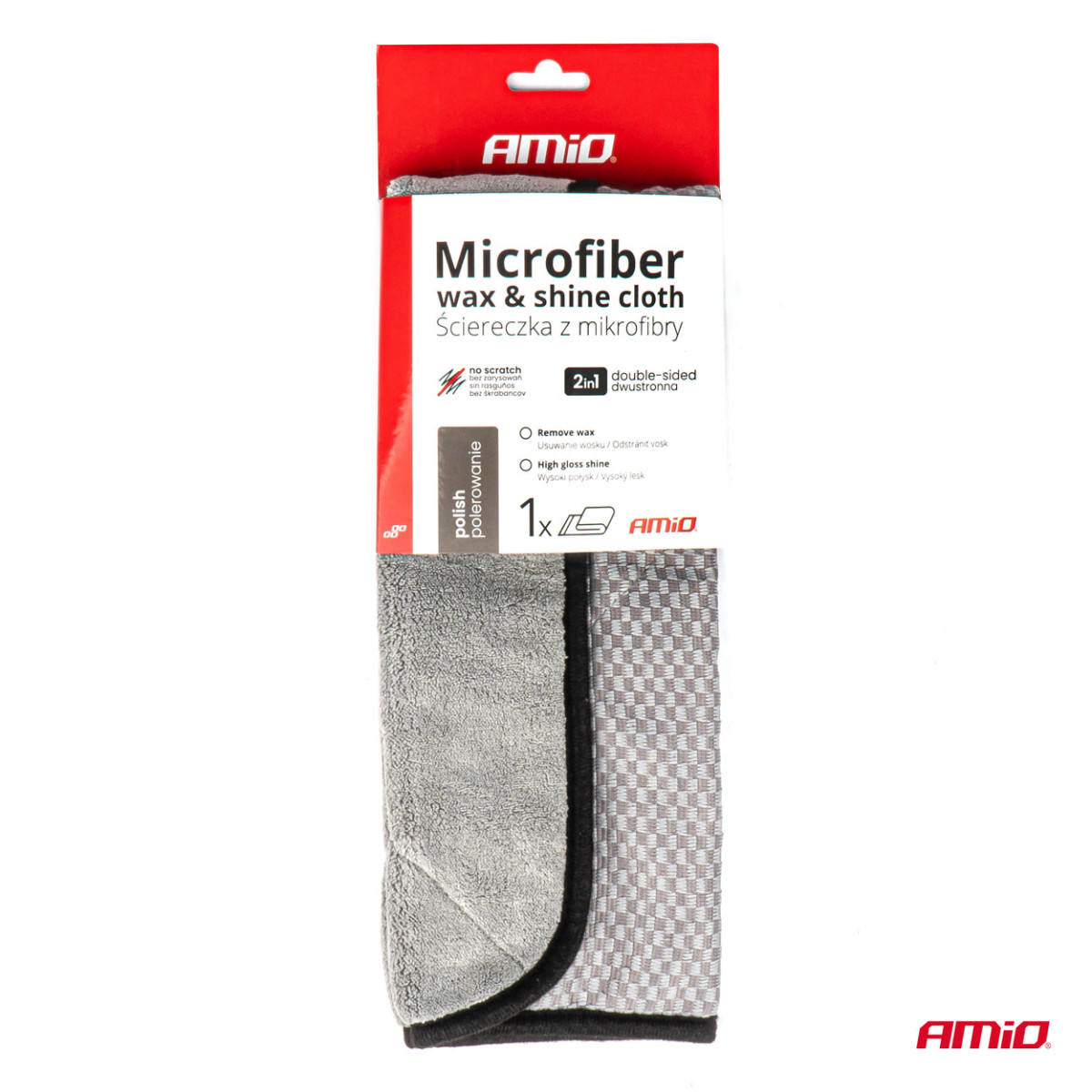 Mikropluošto šluostė „Wax&Shine“ 40x40 cm, 600 gsm, AMIO-03976
