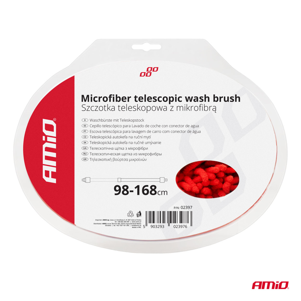 Teleskopinis šepetys su vandens jungtimi, mikropluoštas 98-168cm AMIO-02397