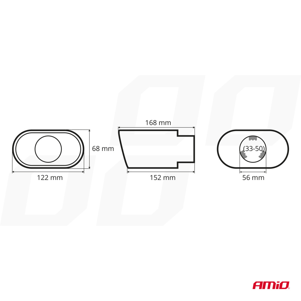 Duslintuvo antgalis 33-50 mm, nerūdijančio plieno, deginto metalo efekto, AMIO-02191