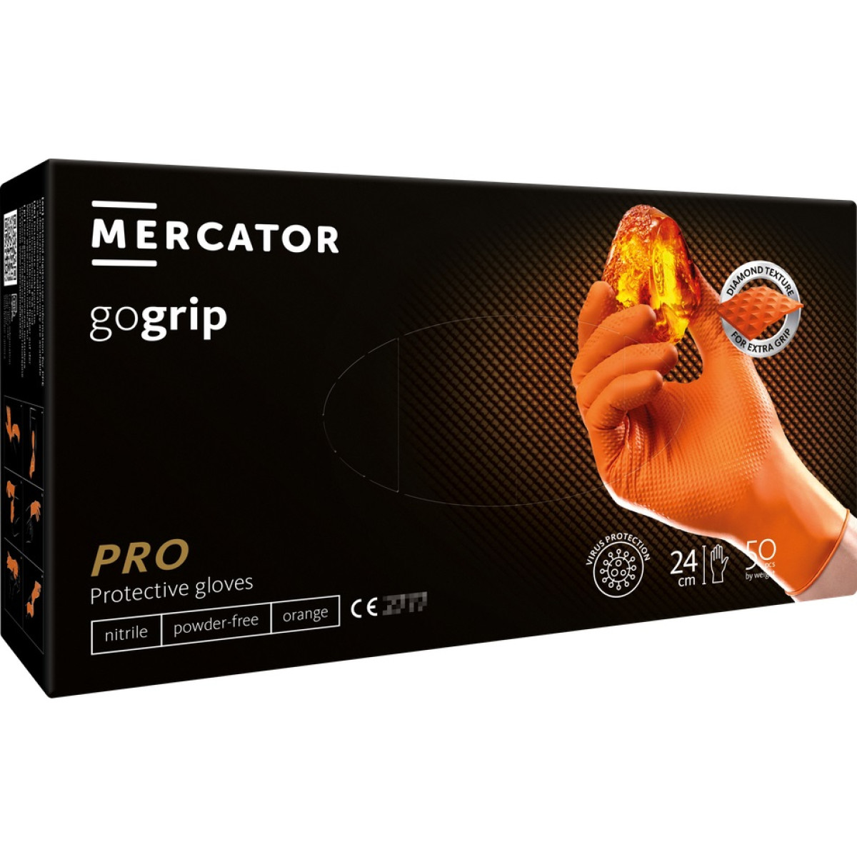 Nitrilo pirštinės GoGrip Orange, dydis M, 50 vnt.