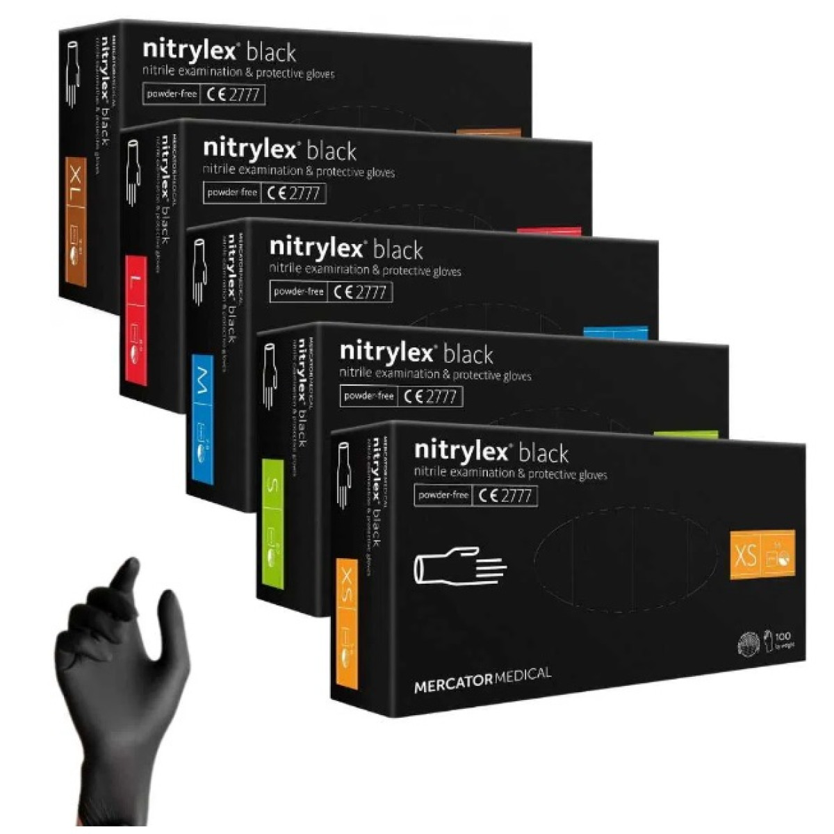 Apsauginės nitrilo pirštinės Nitrylex Black, dydis S, 100 vnt