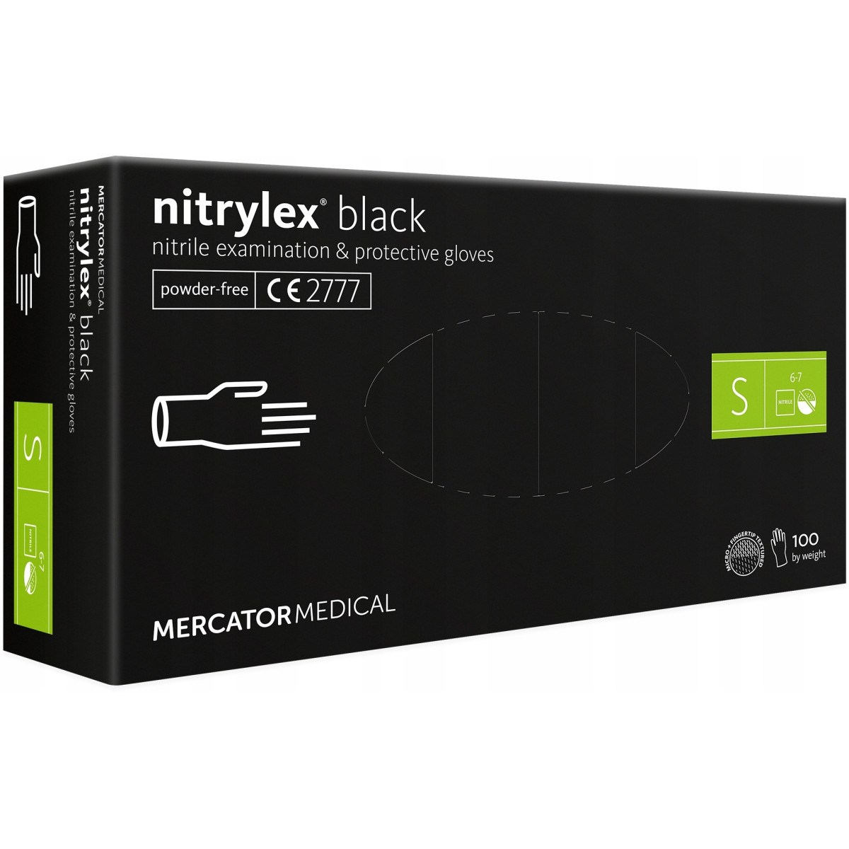Apsauginės nitrilo pirštinės Nitrylex Black, dydis S, 100 vnt
