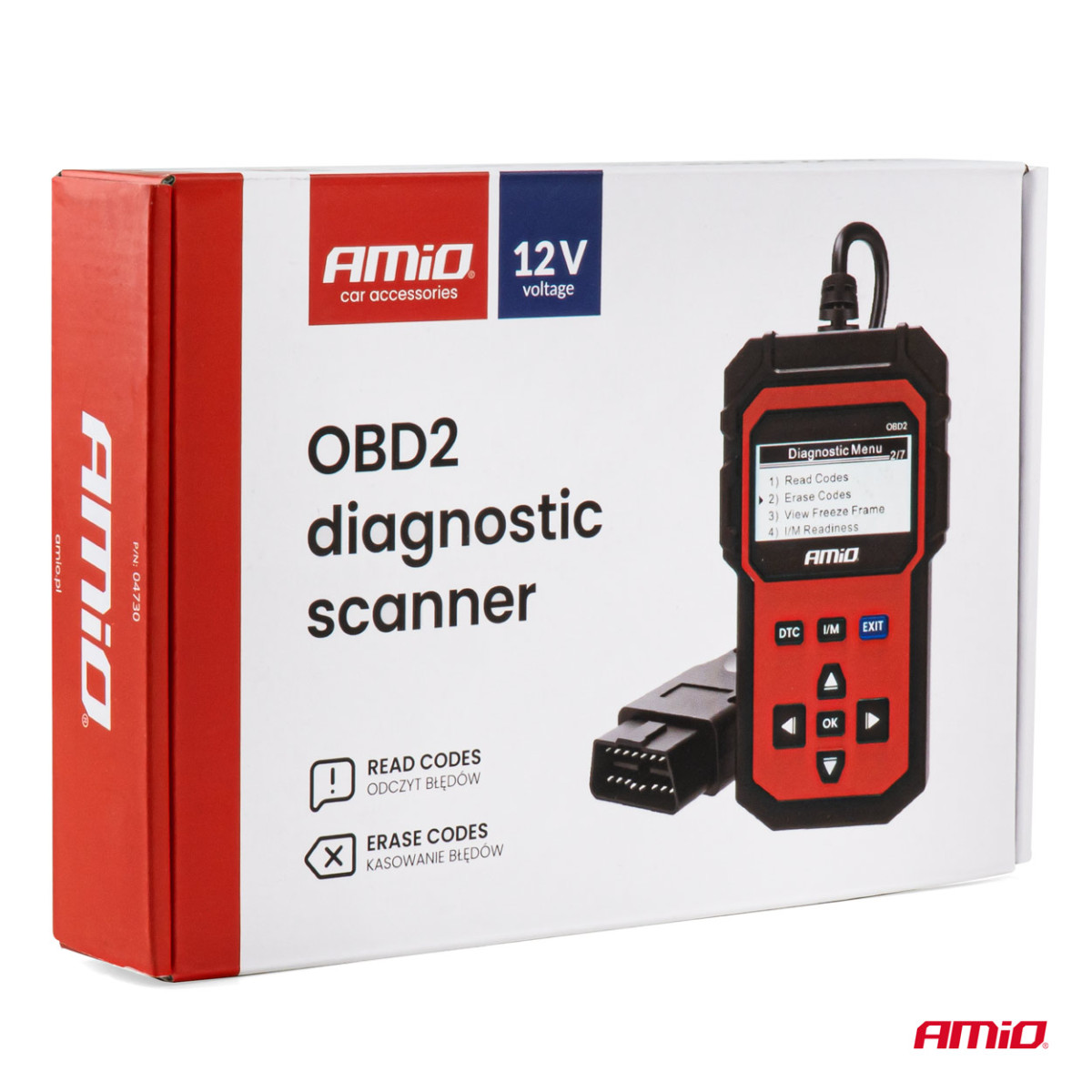 OBD2 diagnostikos skaitytuvas AMIO-04730, 155×85×25 mm