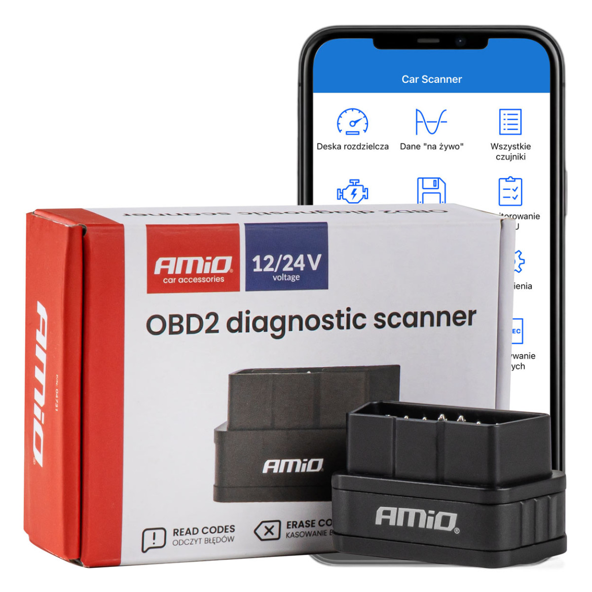 OBD2 BT PIC25K80 DC24K diagnostikos skaitytuvas AMIO-04731