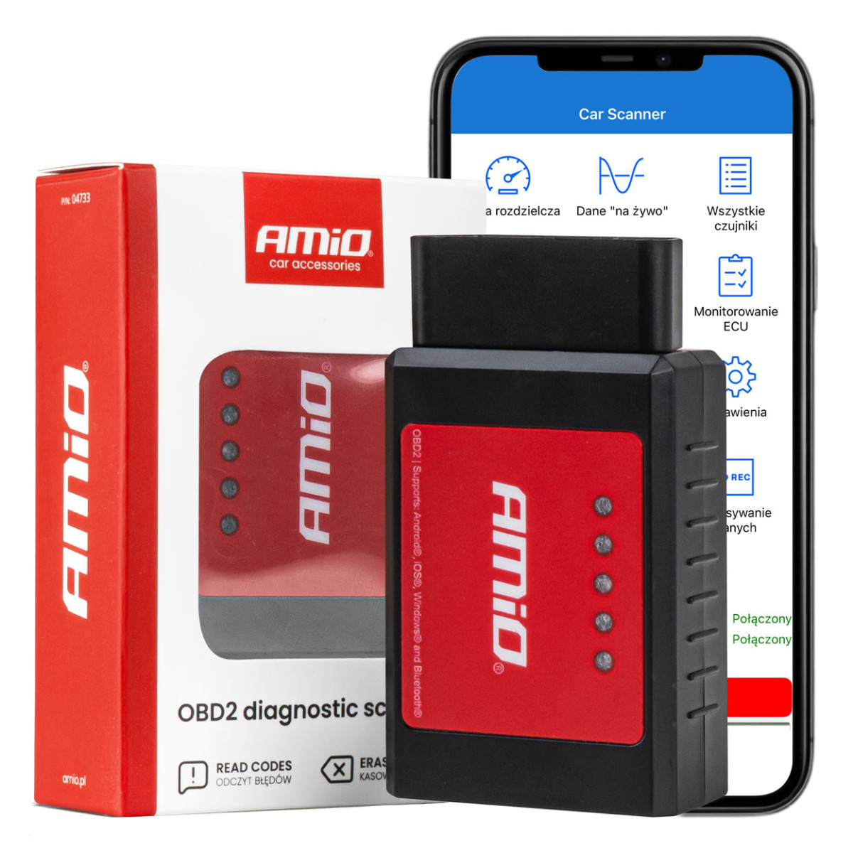 OBD2 BT XL diagnostikos skaitytuvas (Bluetooth) AMIO-04733