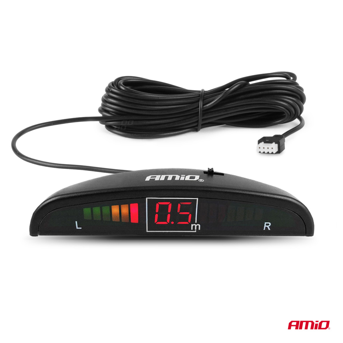 Parkavimo pagalbos sistema LED, 8 juodi jutikliai 22 cm AMIO-01560