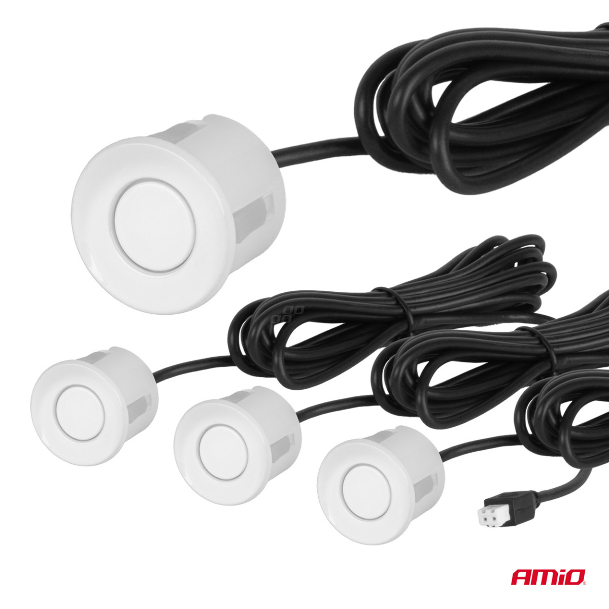 Parkavimo pagalbos sistema LED COB, 4 balti jutikliai 22 mm AMIO-02283