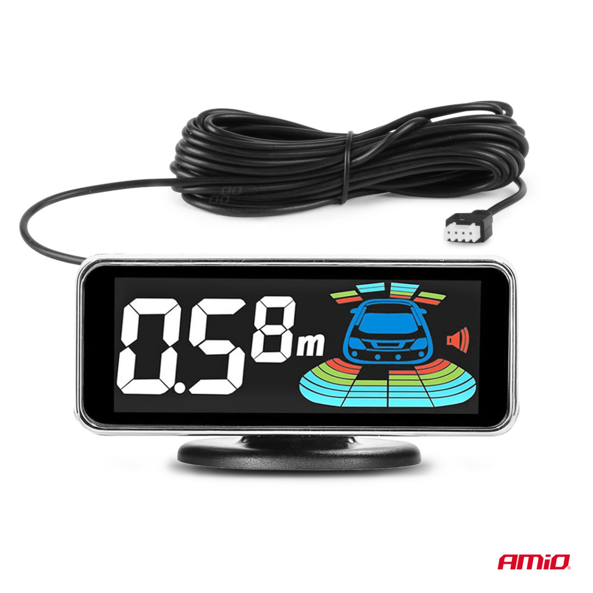 Parkavimo pagalbos sistema LED-GRAF 3D, 8 juodi jutikliai 21,5 mm AMIO-03191
