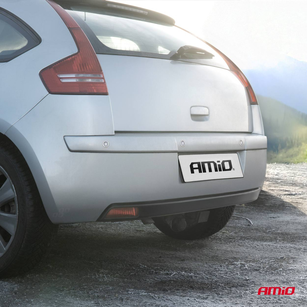 Parkavimo pagalbos sistema LED-GRAF, 4 sidabro spalvos jutikliai 22 mm AMIO-01561