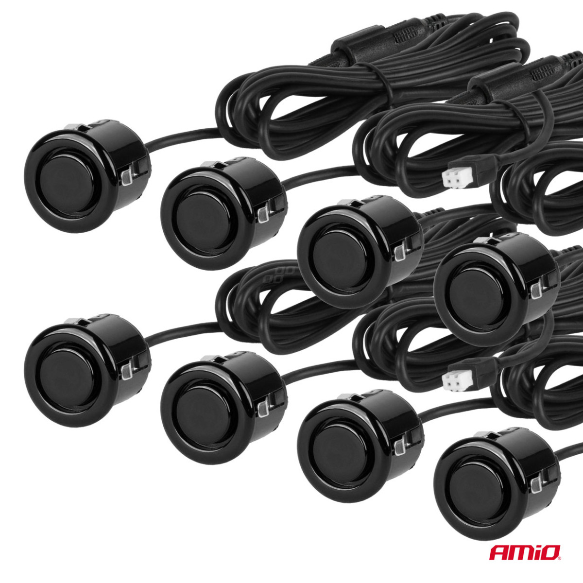 Parkavimo jutiklių rinkinys LED-GRAF, 8 juodi jutikliai GOLD 18 mm AMIO-01605