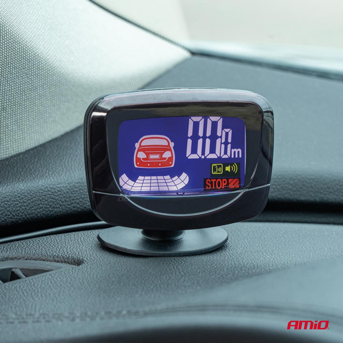 Parkavimo jutiklių rinkinys LED-GRAF, 8 sidabro spalvos jutikliai 22 mm AMIO-01597