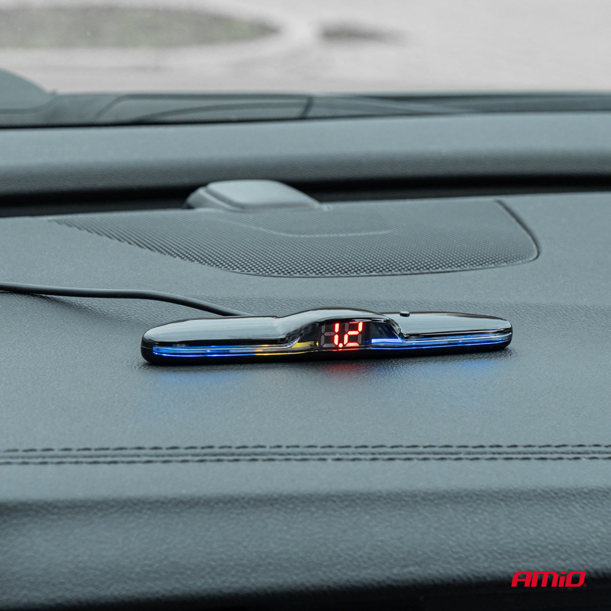 Parkavimo pagalbos sistema MAX LED, 4 juodi jutikliai 19 mm, sunkvežimiams AMIO-02292