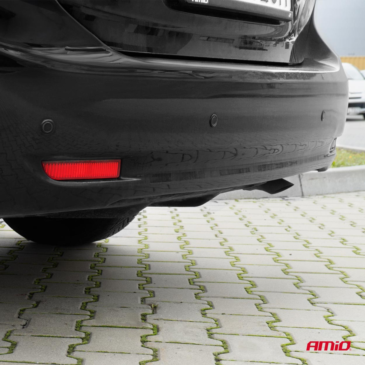 Parkavimo pagalbos sistema LED COB, 4 juodi jutikliai GOLD 18 mm AMIO-02284