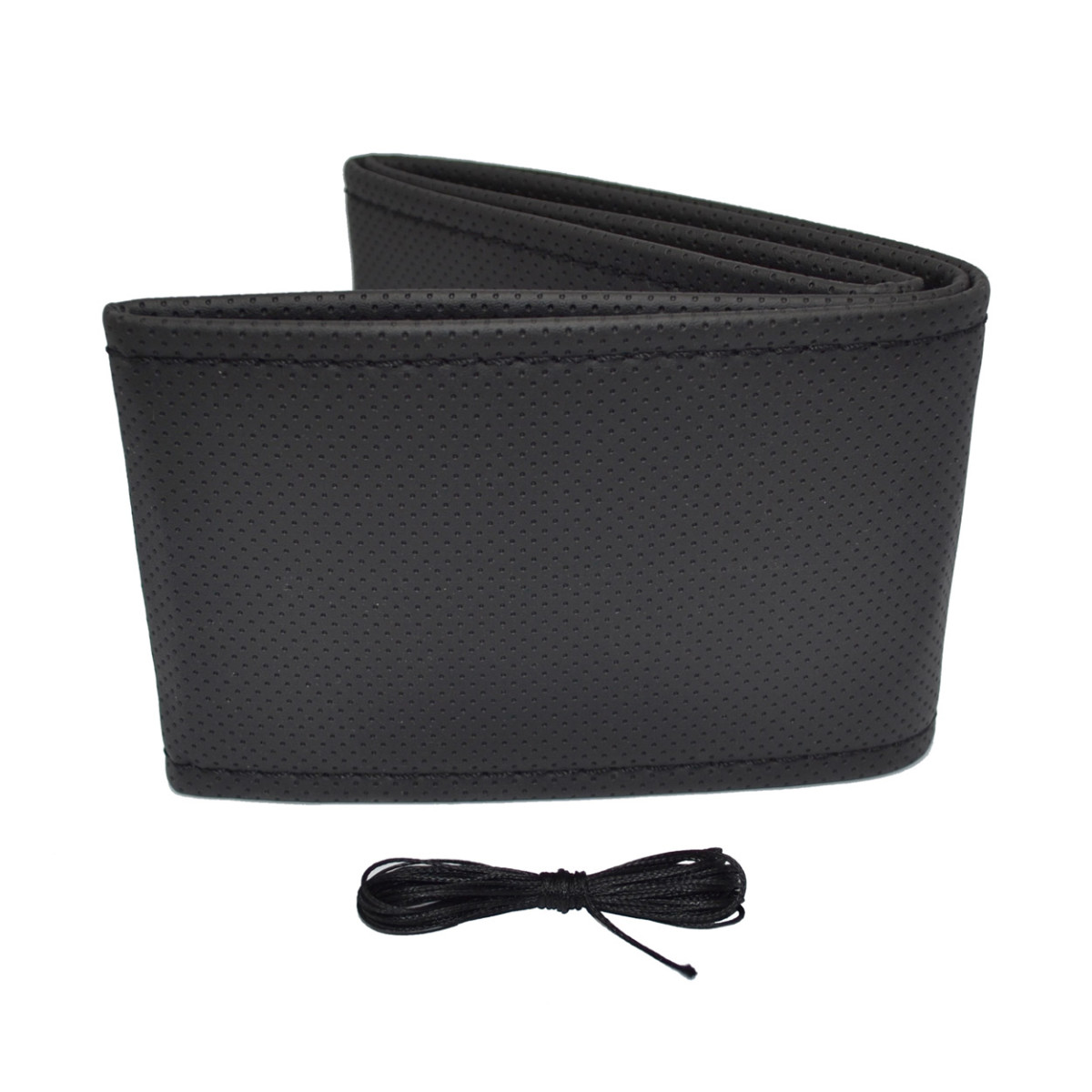 Perforuotas vairo užvalkalas su adata ir siūlais 38–39 cm - juoda / juodos siūlės