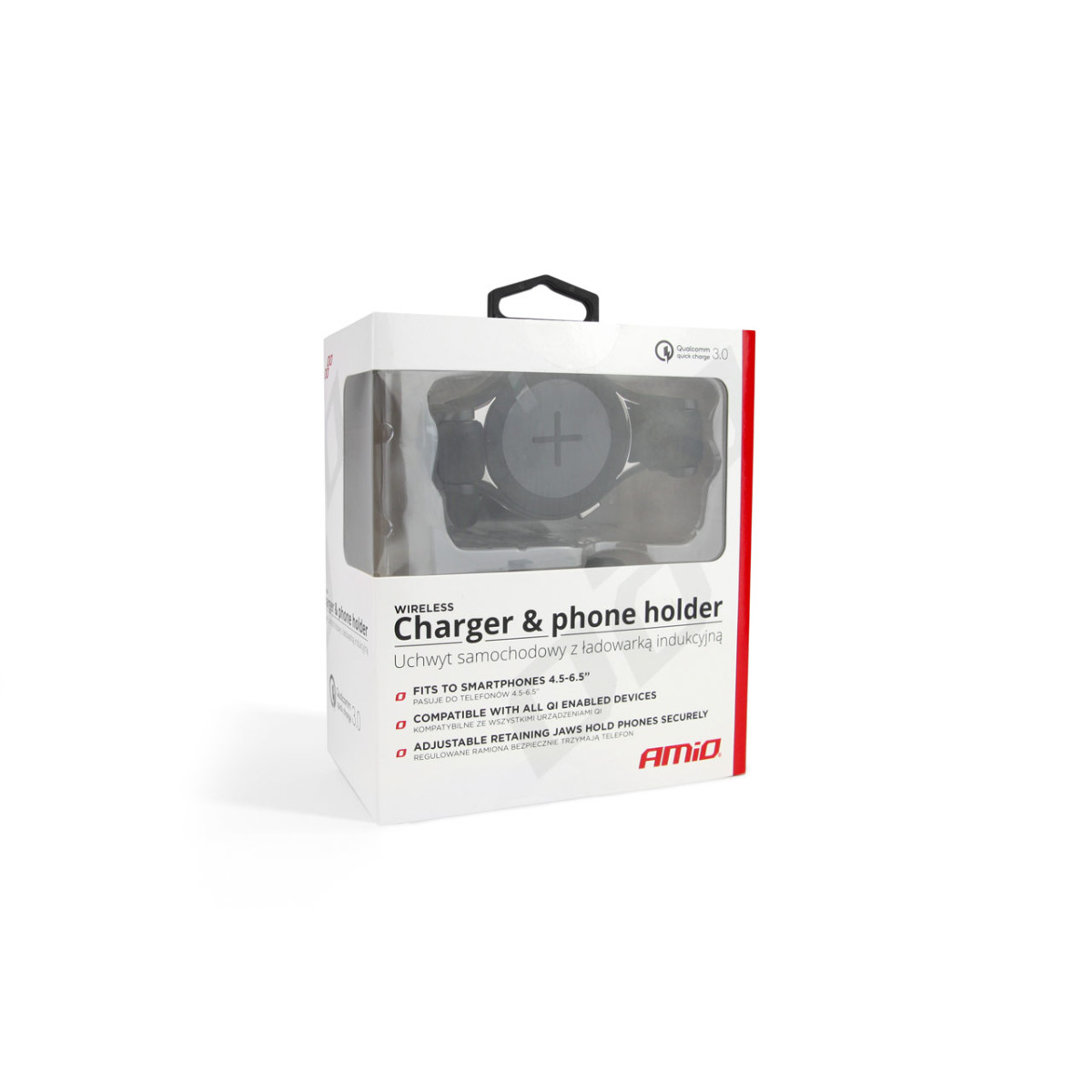 Telefono laikiklis su belaidžiu įkrovikliu COMBO QC 3.0 PHW-03