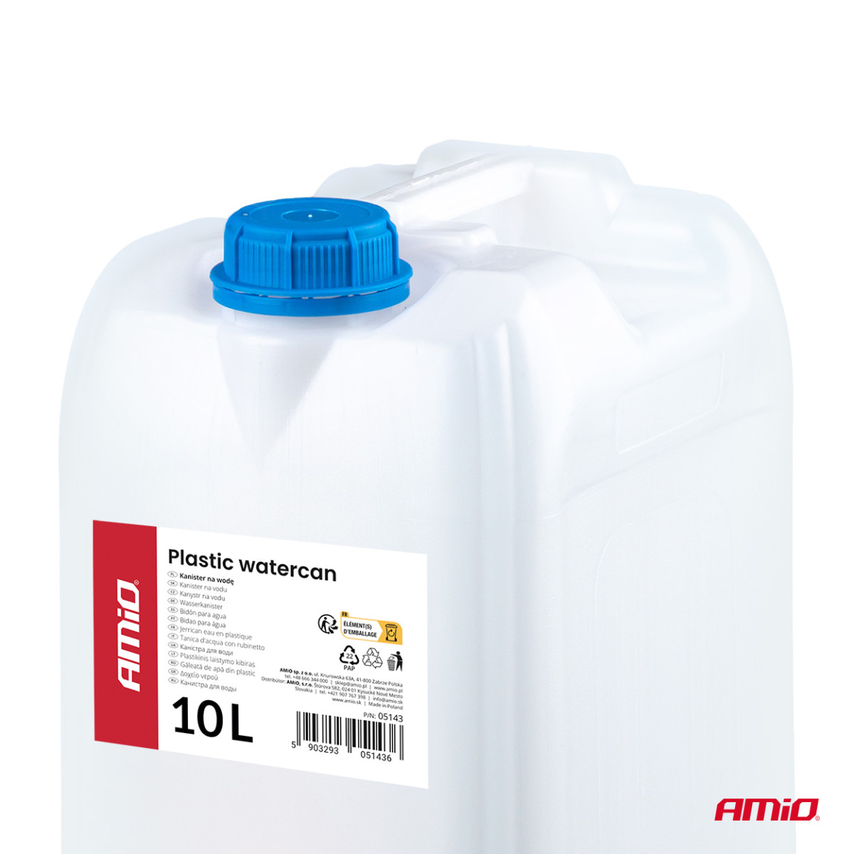 Plastikinis vandens bakelis su kraneliu, 10 l, AMIO-05143