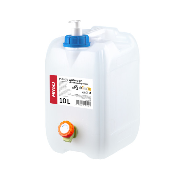 Plastikinis vandens bakelis su kraneliu ir muilo dozatoriumi, 10 l, AMIO-05146 Plastikinis vandens bakelis su kraneliu ir muilo dozatoriumi, 10 l, AMIO-05146