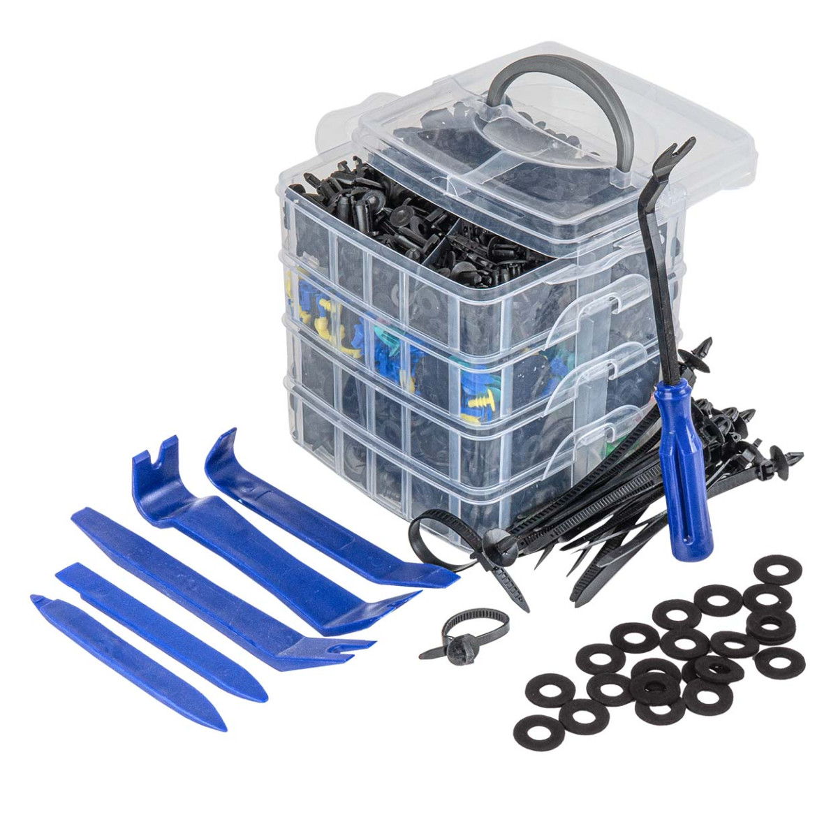 Plastiko suvirinimo rinkinys su kaiščiais ir segtukais, 1211 vnt. AMIO-04746