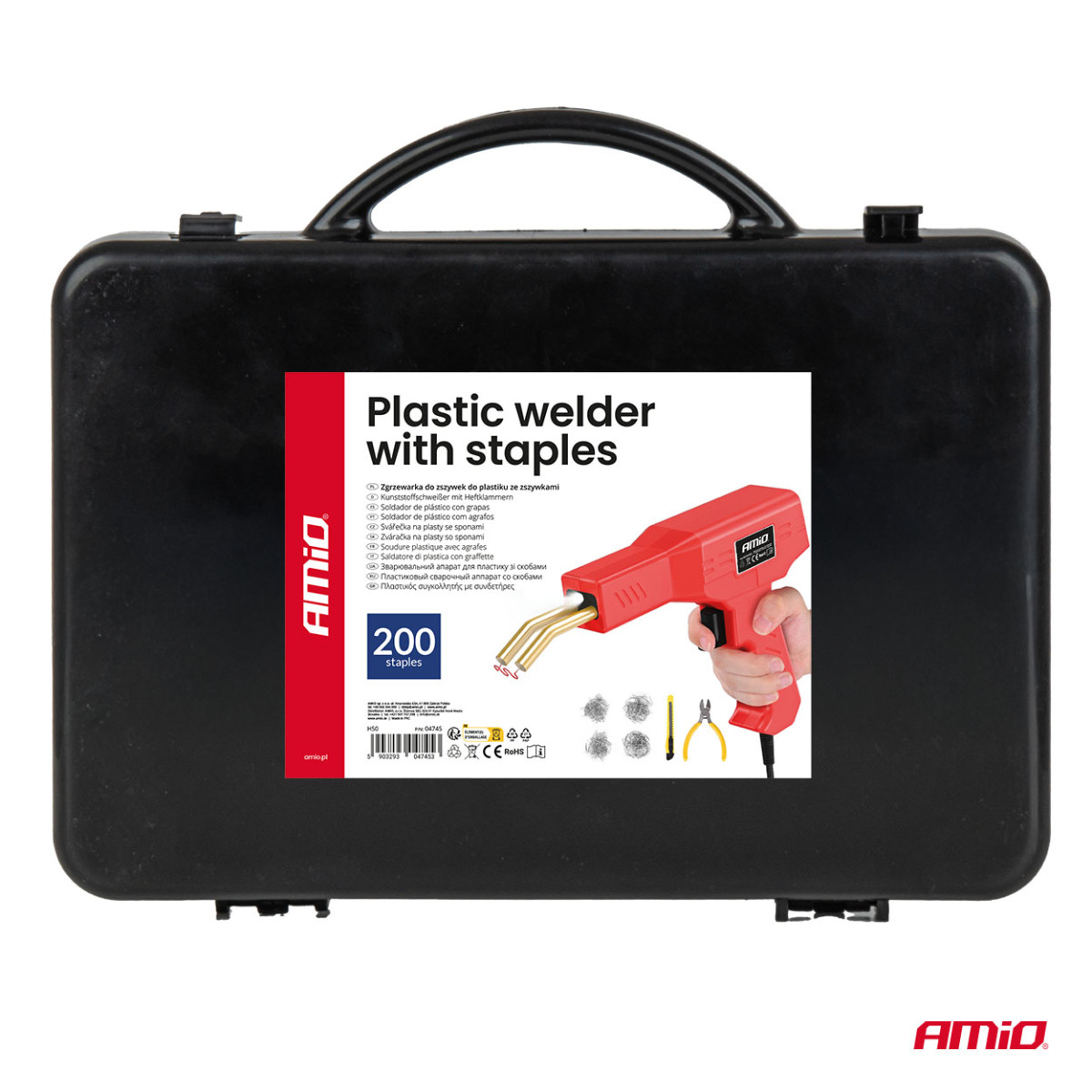Plastiko suvirinimo rinkinys su segtukais, 200 vnt. AMIO-04745