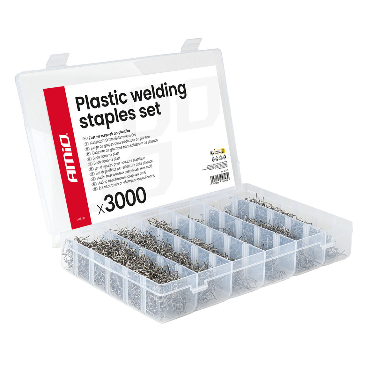 Plastiko suvirinimo segtukų rinkinys, 3000 vnt. AMIO-04743