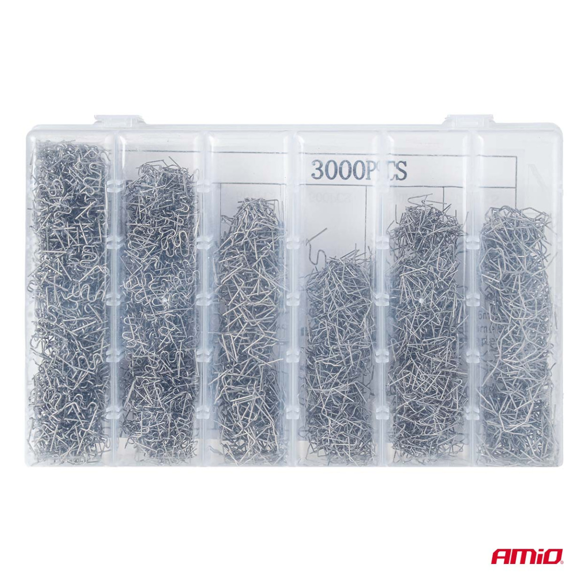 Plastiko suvirinimo segtukų rinkinys, 3000 vnt. AMIO-04743