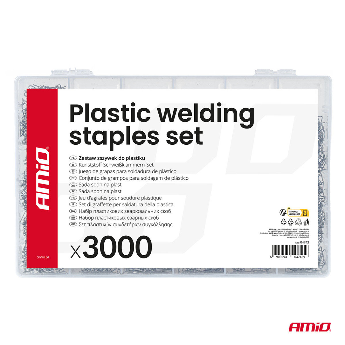 Plastiko suvirinimo segtukų rinkinys, 3000 vnt. AMIO-04743