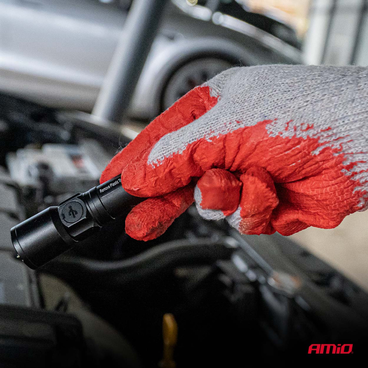 Darbinės poliesterio–medvilnės pirštinės su lateksu, dydis 9, 10 vnt., AMIO-04630