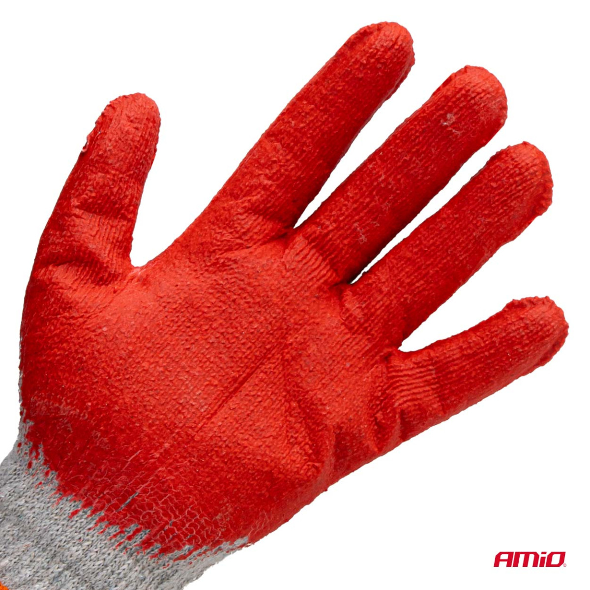 Darbinės poliesterio–medvilnės pirštinės su lateksu, dydis 9, 10 vnt., AMIO-04630