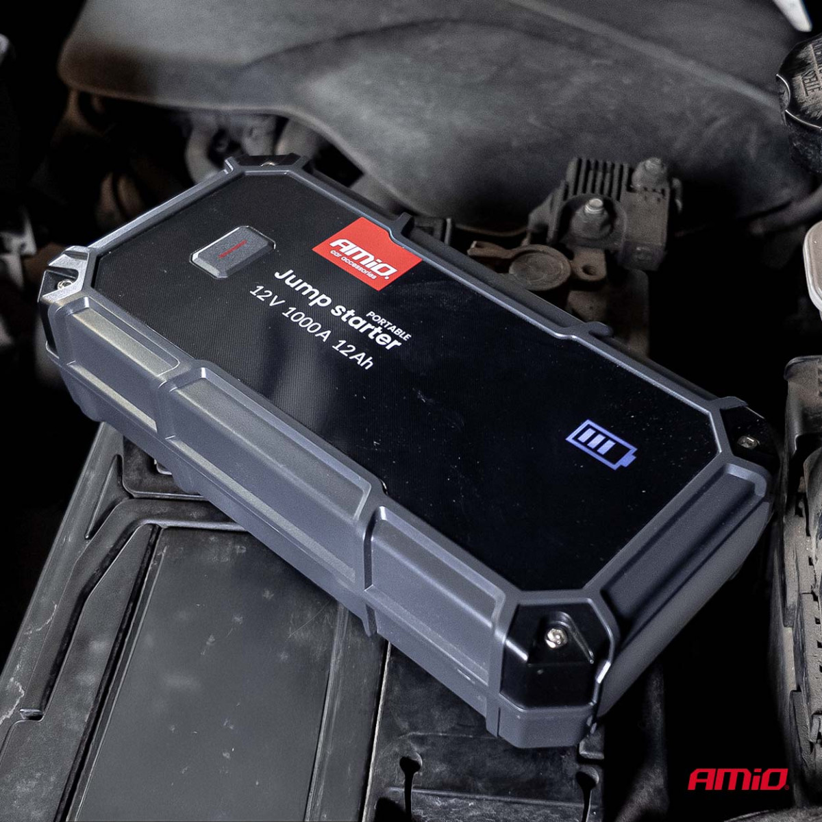 3in1 Automobilinis užvedimo įrenginys/LED/Powerbank 12V 12Ah 1000A PRO AMIO-04676