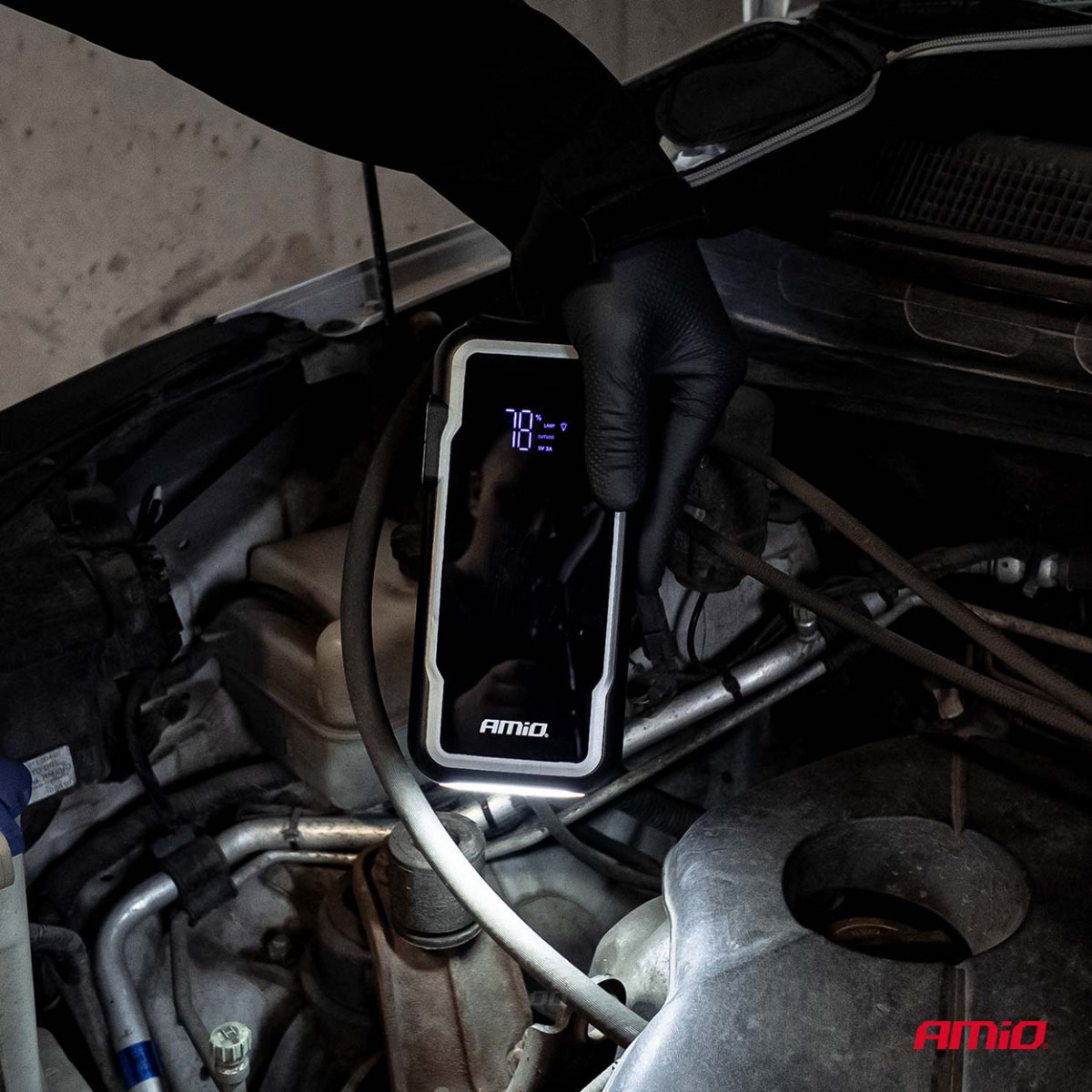 3in1 Automobilinis užvedimo įrenginys/LED/Powerbank 12V 12Ah 1600A AMIO-04678