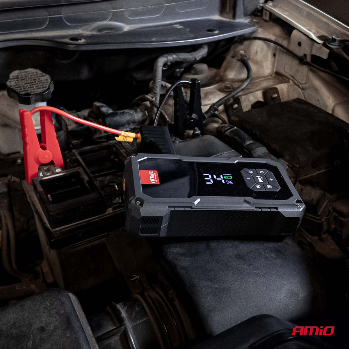 4in1 Automobilinis užvedimo įrenginys/LED/kompresorius/Powerbank 12V 7,2Ah 600A PRO AMIO-04674