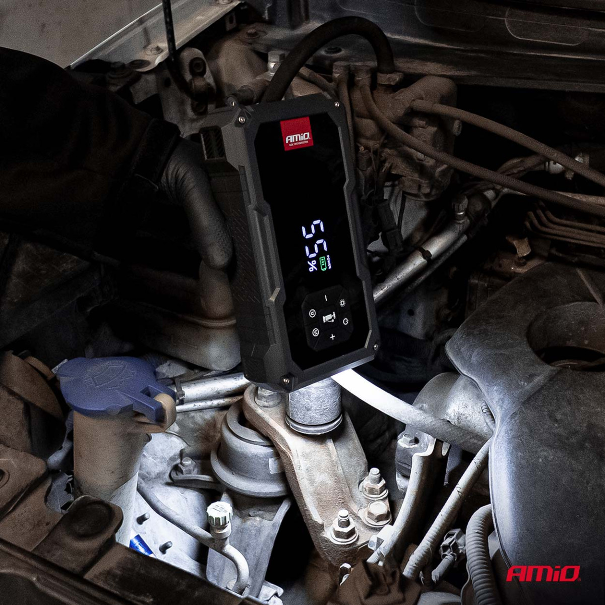 4in1 Automobilinis užvedimo įrenginys/LED/kompresorius/Powerbank 12V 7,2Ah 600A PRO AMIO-04674