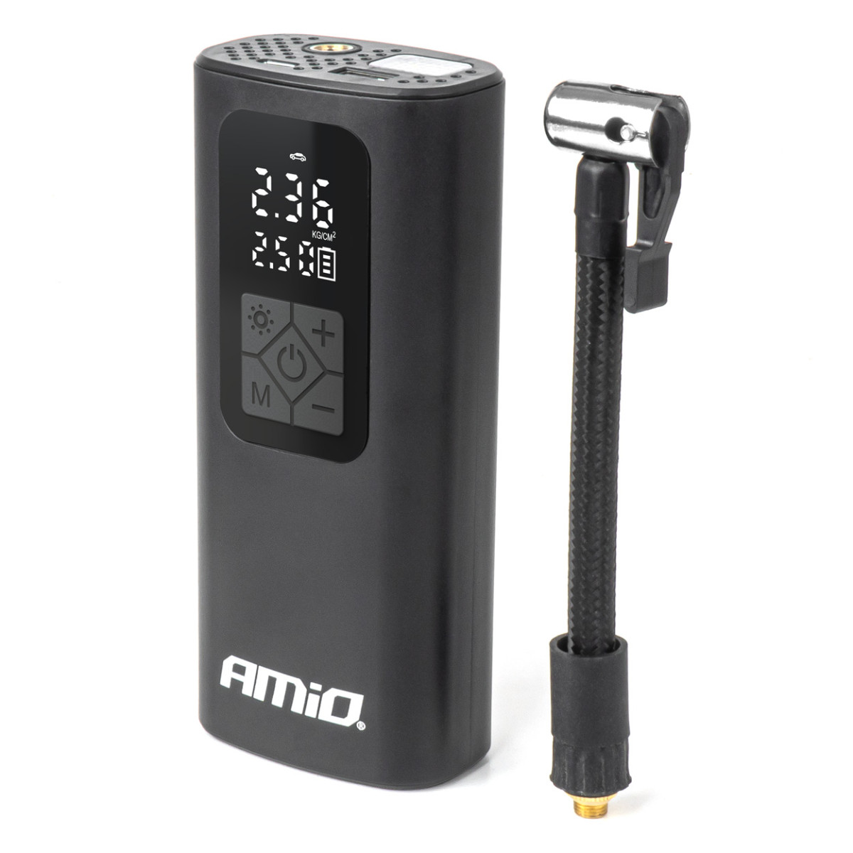 Belaidis automobilinis kompresorius 40 W su LED, powerbank ir USB-C, AMIO-04377