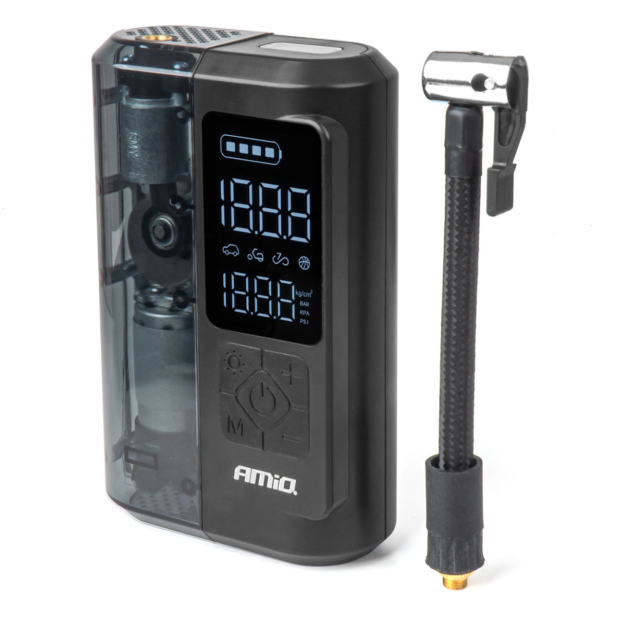 Belaidis automobilinis kompresorius 40 W su LED, powerbank ir USB-C, AMIO-04378