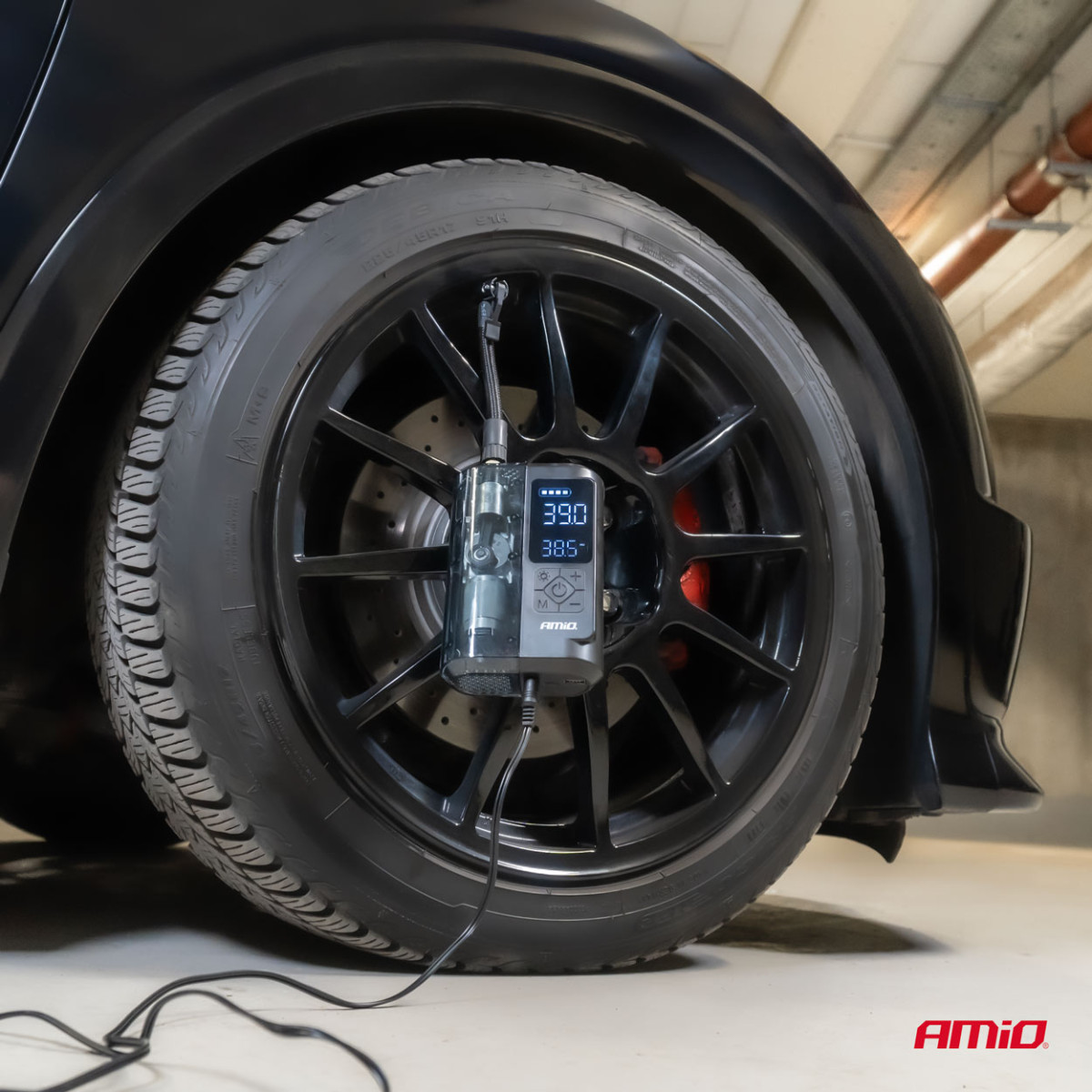Belaidis automobilinis kompresorius 40 W su LED, powerbank ir USB-C, AMIO-04378