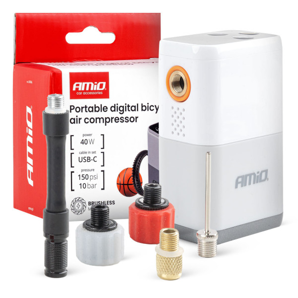 Akumuliatorinis mini oro kompresorius dviračiams, 40 W, USB-C, AMIO-04946