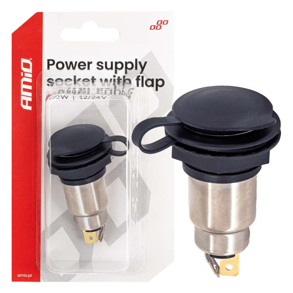 Papildomas maitinimo lizdas su dangteliu, 250W, 12/24V AMIO-04462