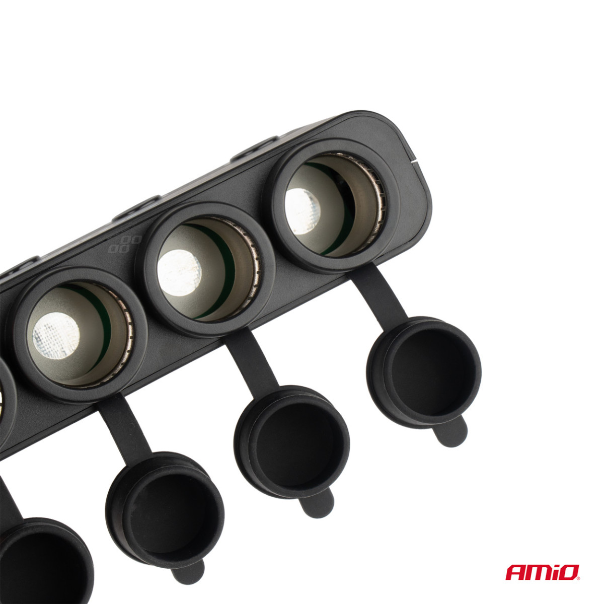 Automobilinis 4 lizdų skirstytuvas su PD 30W ir QC3.0 12/24V, max 216W AMIO-04175