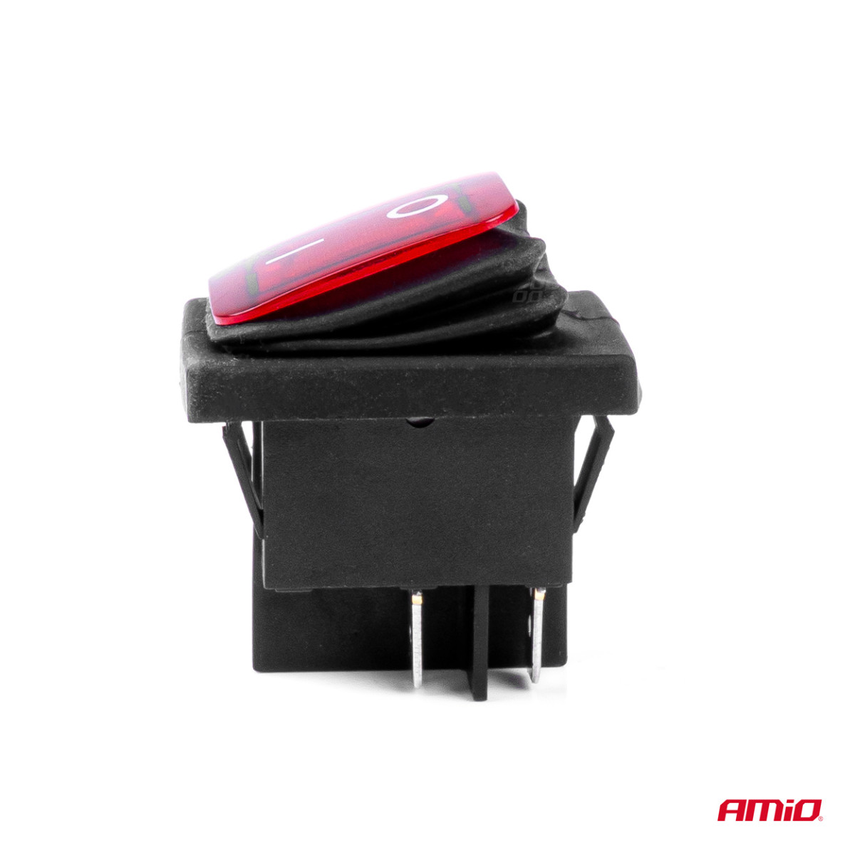 Stačiakampis jungiklis su raudonu apšvietimu AMIO-03092