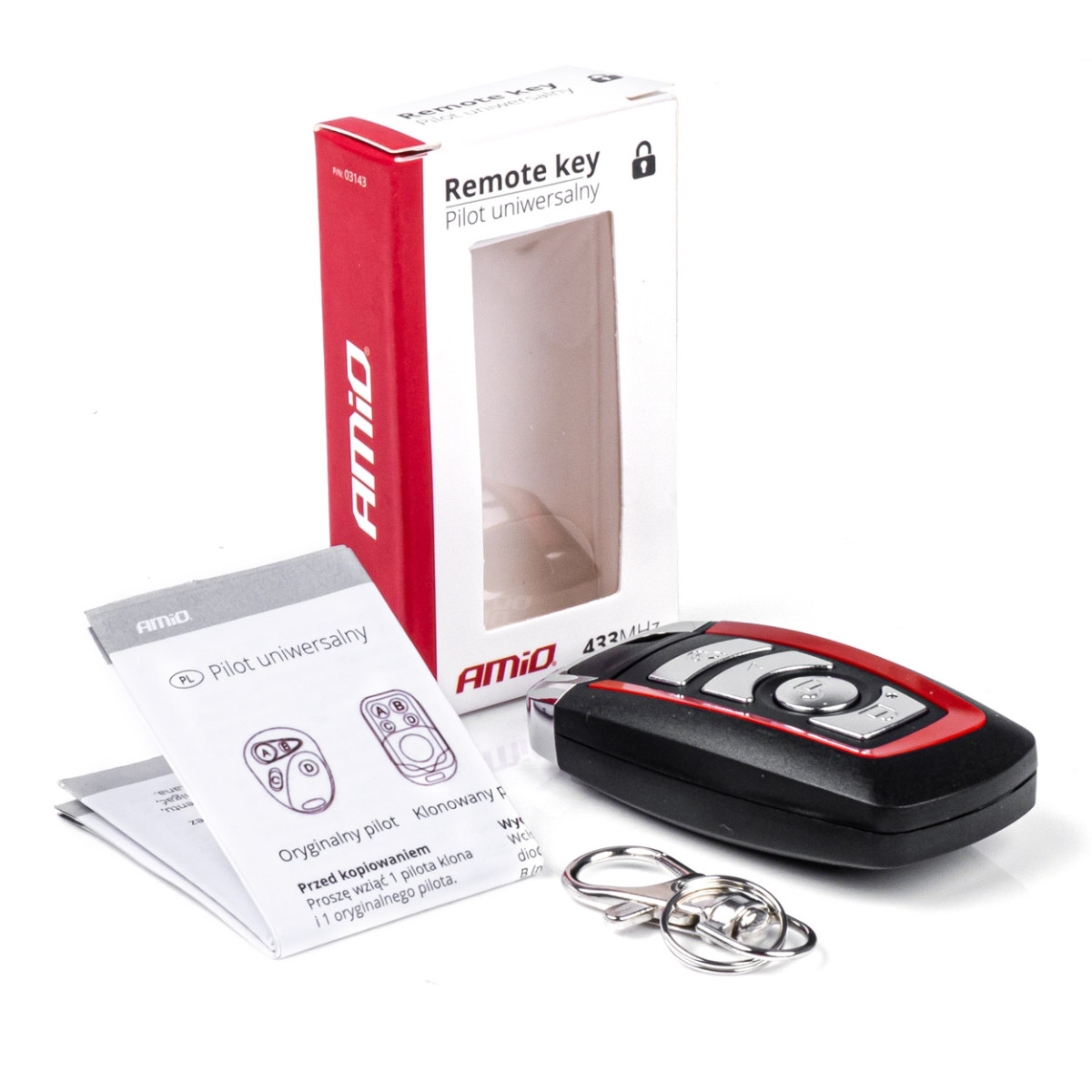 Universalus automobilio pultelis (raktas) su 4 mygtukais AMIO-03143