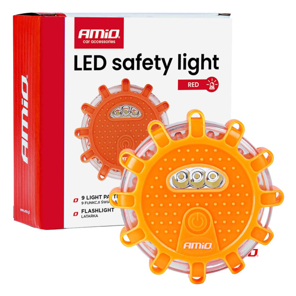 Nešiojama įspėjamųjų signalų LED lempa su prožektoriaus funkcija 3xAAA IP65 12SMD + 3SMD