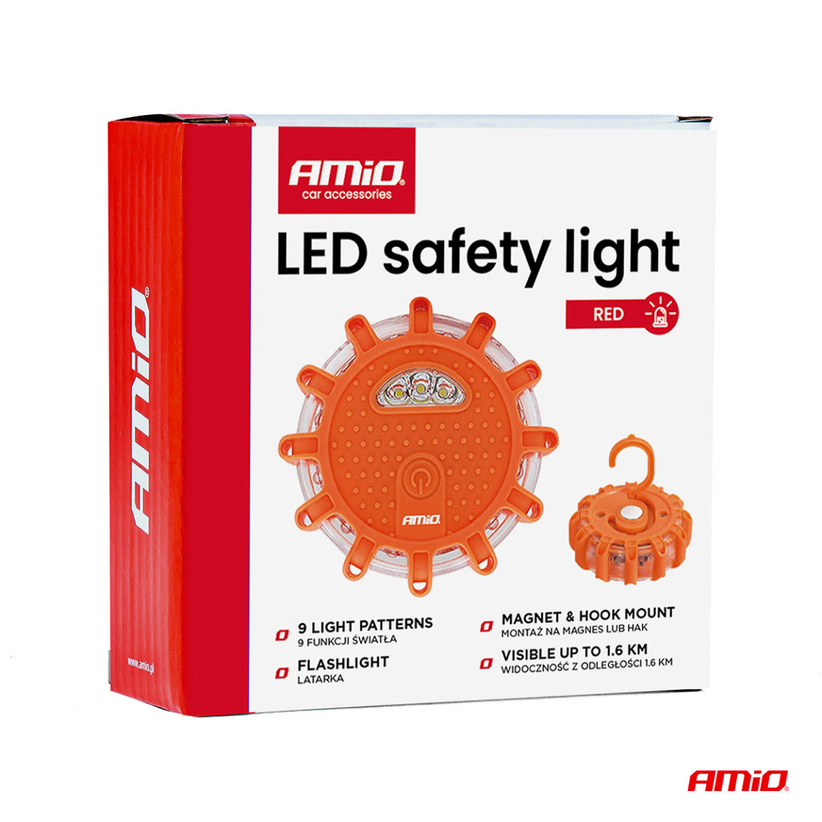 Nešiojama įspėjamųjų signalų LED lempa su prožektoriaus funkcija 3xAAA IP65 12SMD + 3SMD